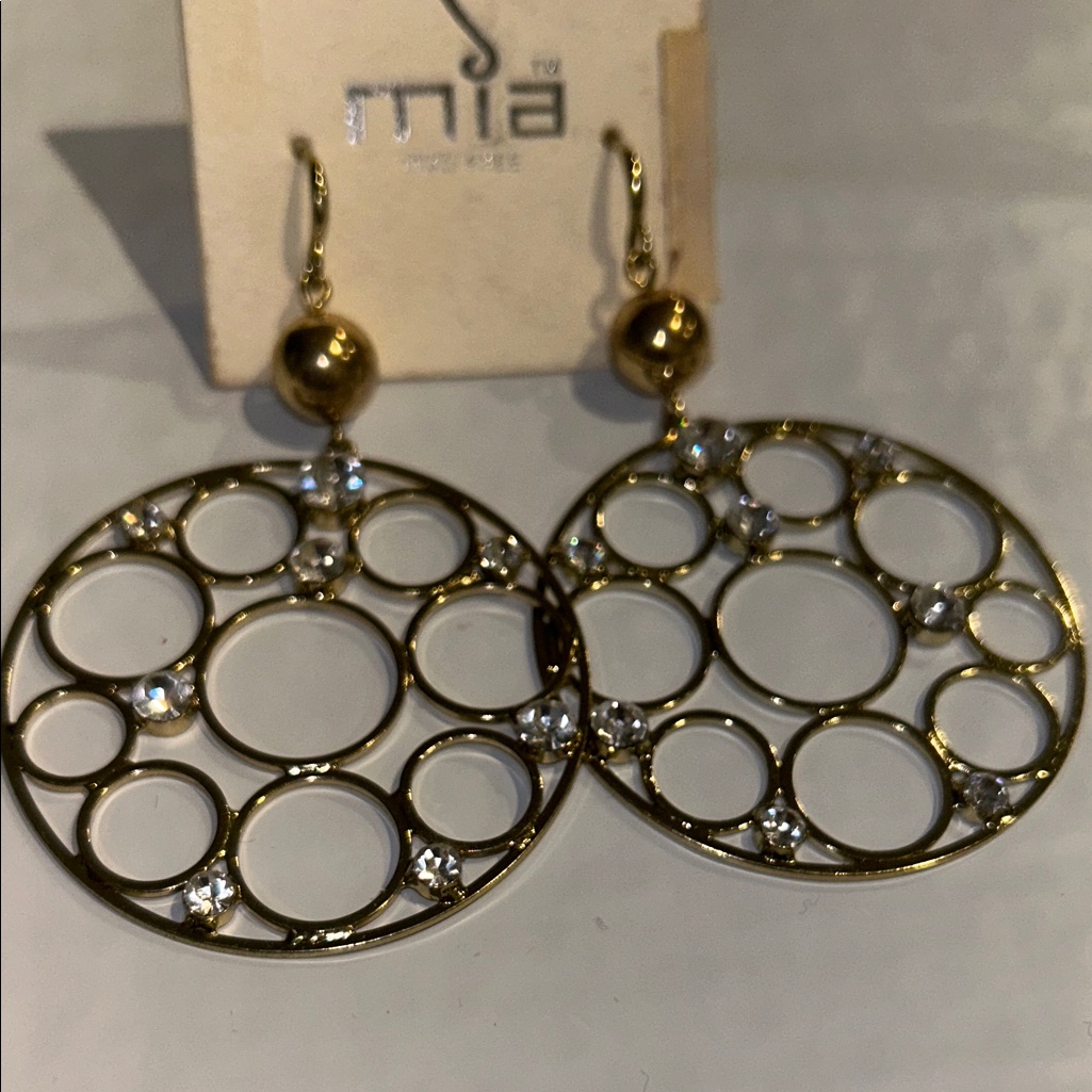 Elegant Gold Circle Earrings By Mia Lead Free Nwt
